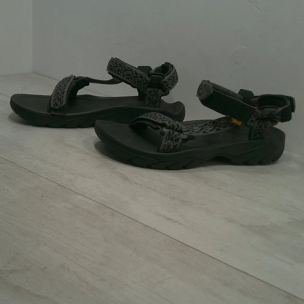 Teva Terra Fi 5 Universal Hiking Sandals Black Men’s Sport Strap Wavy Trail S 13